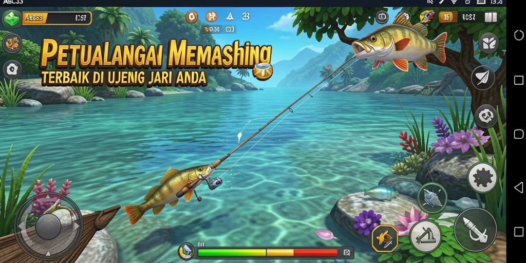 Screenshot gameplay ABC33 menampilkan pengalaman memancing yang realistis dan mengasyikkan.