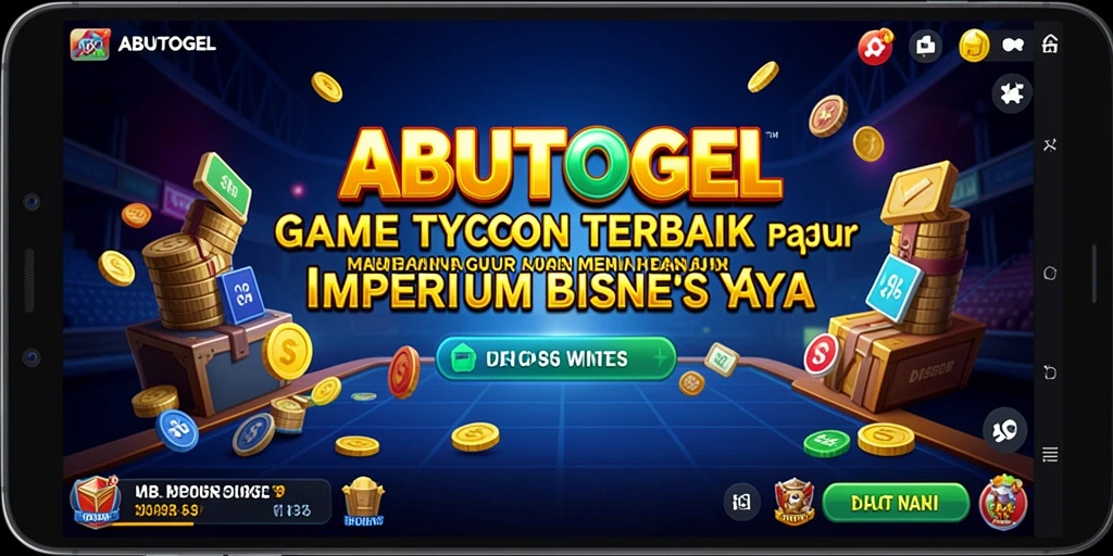 Screenshot gameplay ABUTOGEL menampilkan pengelolaan bisnis yang dinamis.