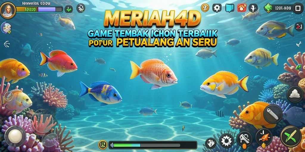 Screenshot gameplay MERIAH4D menampilkan aksi menembak ikan yang seru.