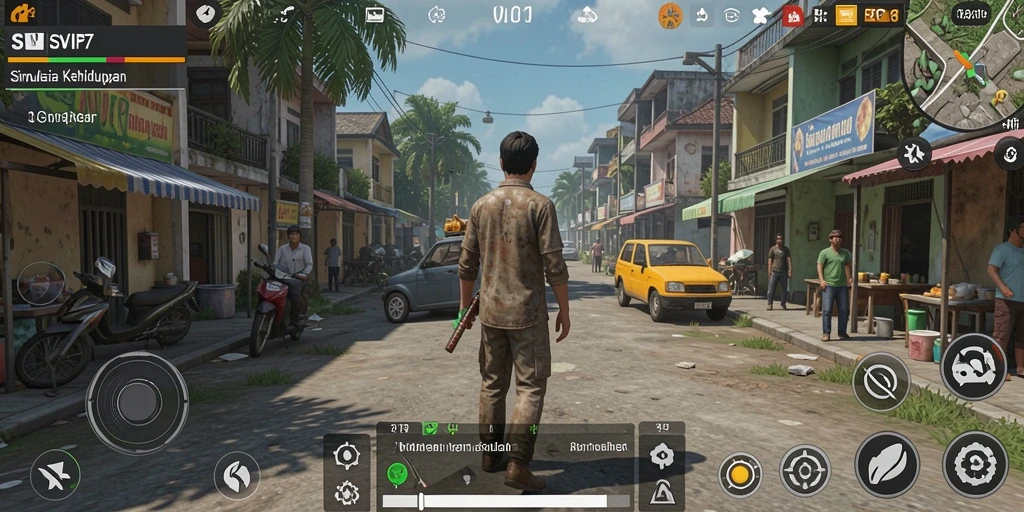Screenshot gameplay SVIP7 menunjukkan interaksi karakter yang dinamis.